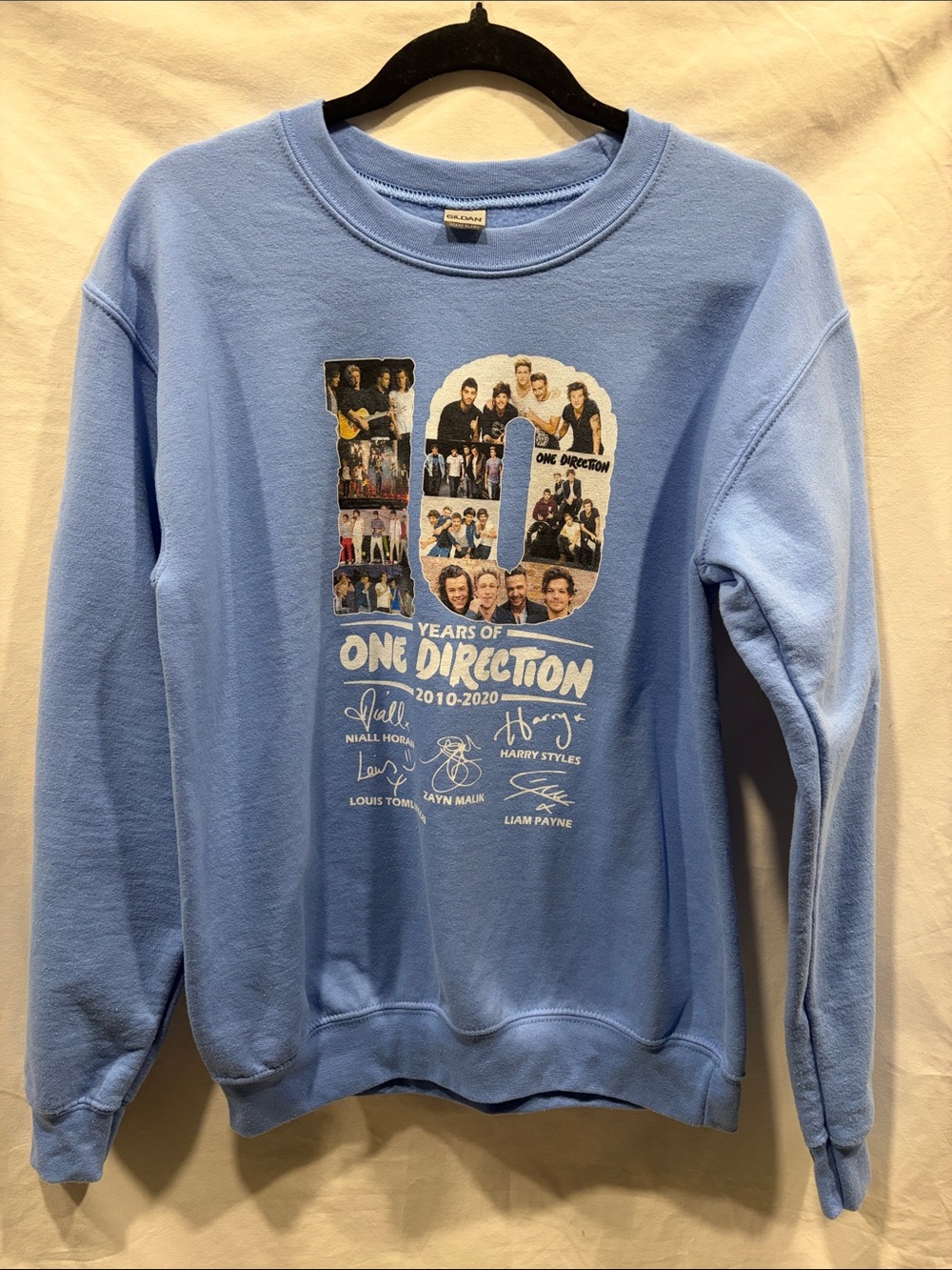 Gildan Light Blue One Direction 10 Years Crewneck Sweatshirt